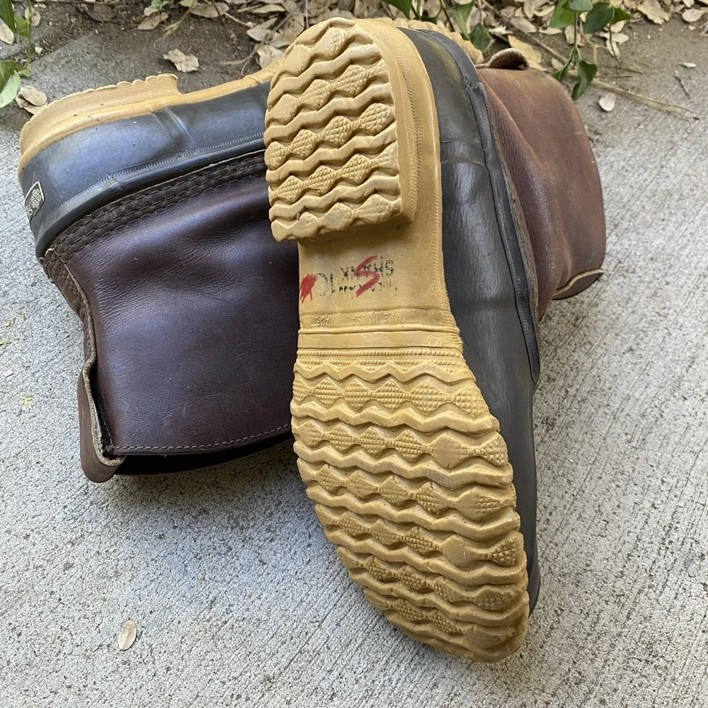 Vintage Schnee's Boots Bozeman Montana Rain Outdoors Pull On Duck Size 10 USA